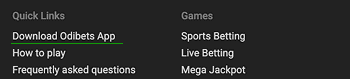 Click the “Download Odibets App” Click the “Download Odibets App”